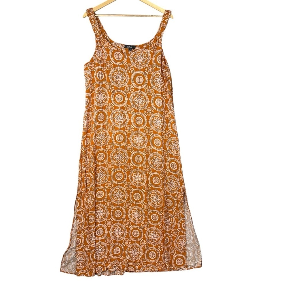 MSK Orange Maxi dress size  M, run big look at the measurements